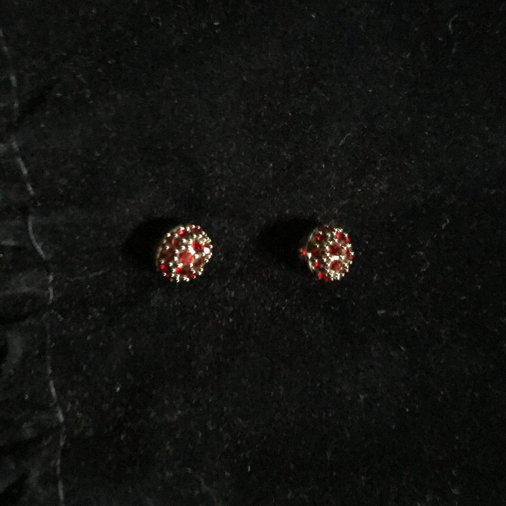 Swarovski Ruby Red & White Crystal Earrings
